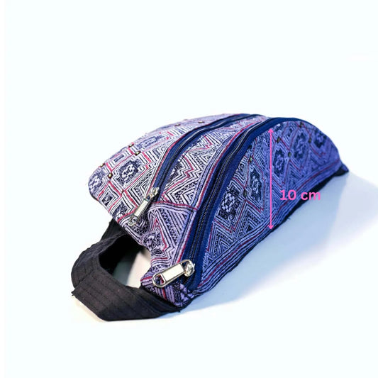 Vindigo purple hemp geometric waist bag side view