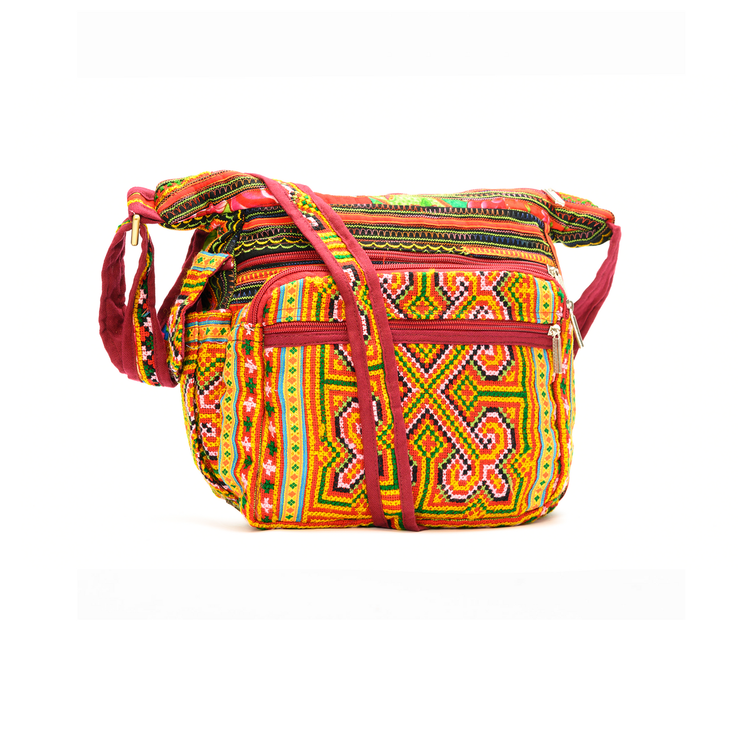Multicolor Geometric H’mong – Artisan Hemp Crossbody Bag