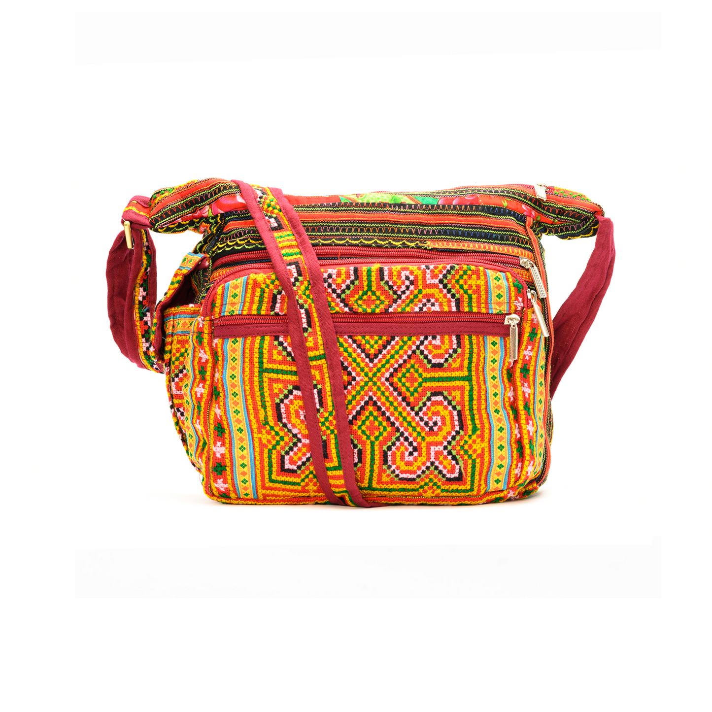 Multicolor Geometric H’mong – Artisan Hemp Crossbody Bag