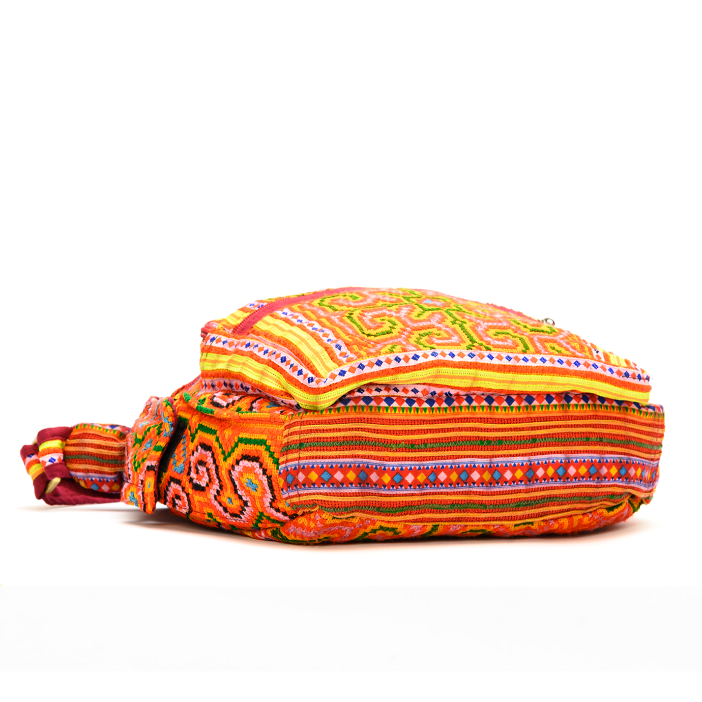 Orange Geo H’mong – Handwoven Hemp Crossbody Bag