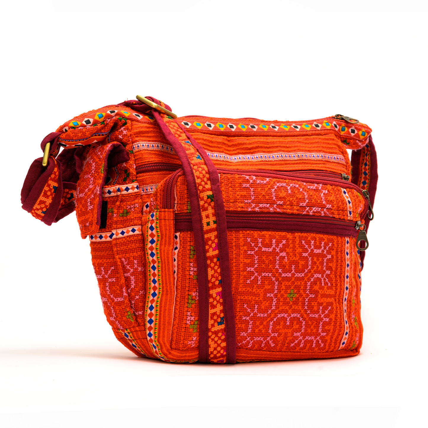 Red Pattern H’mong – Vintage Hemp Crossbody Bag