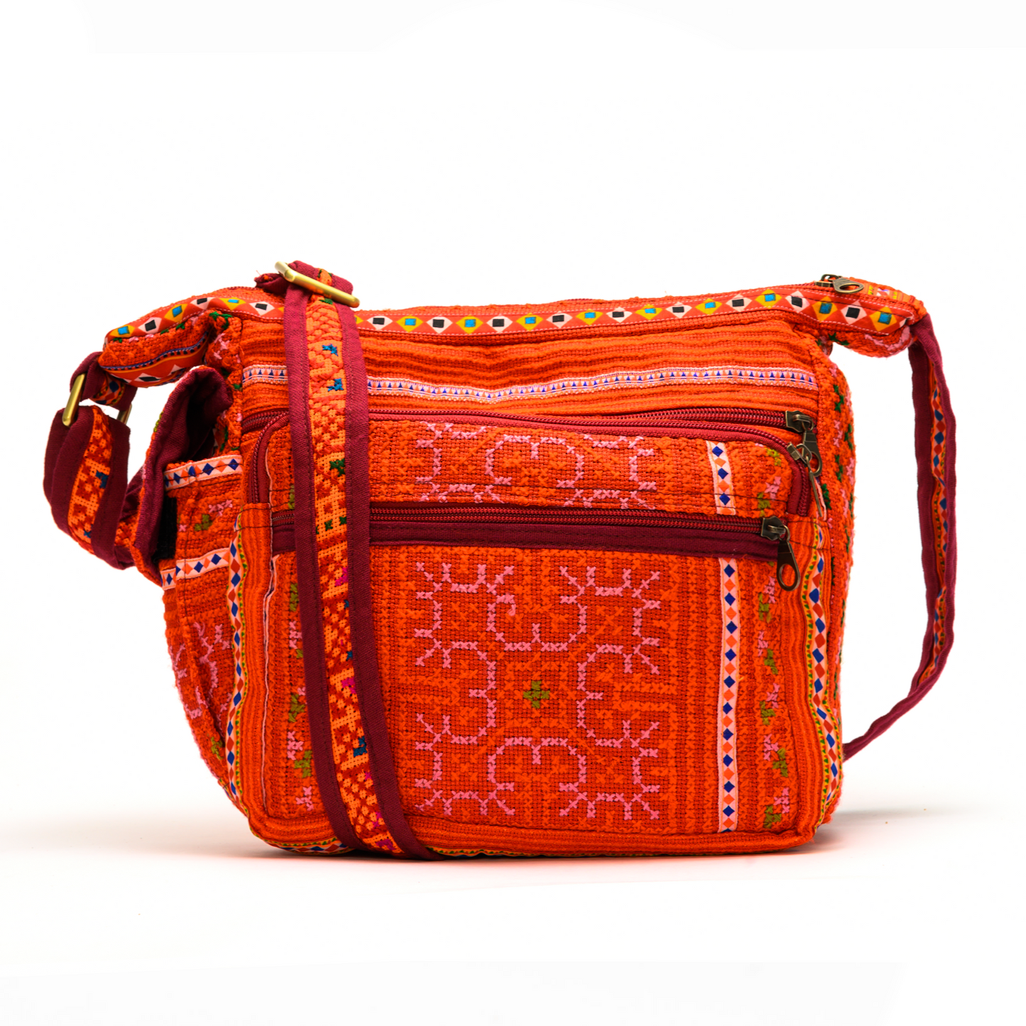 Red Pattern H’mong – Vintage Hemp Crossbody Bag