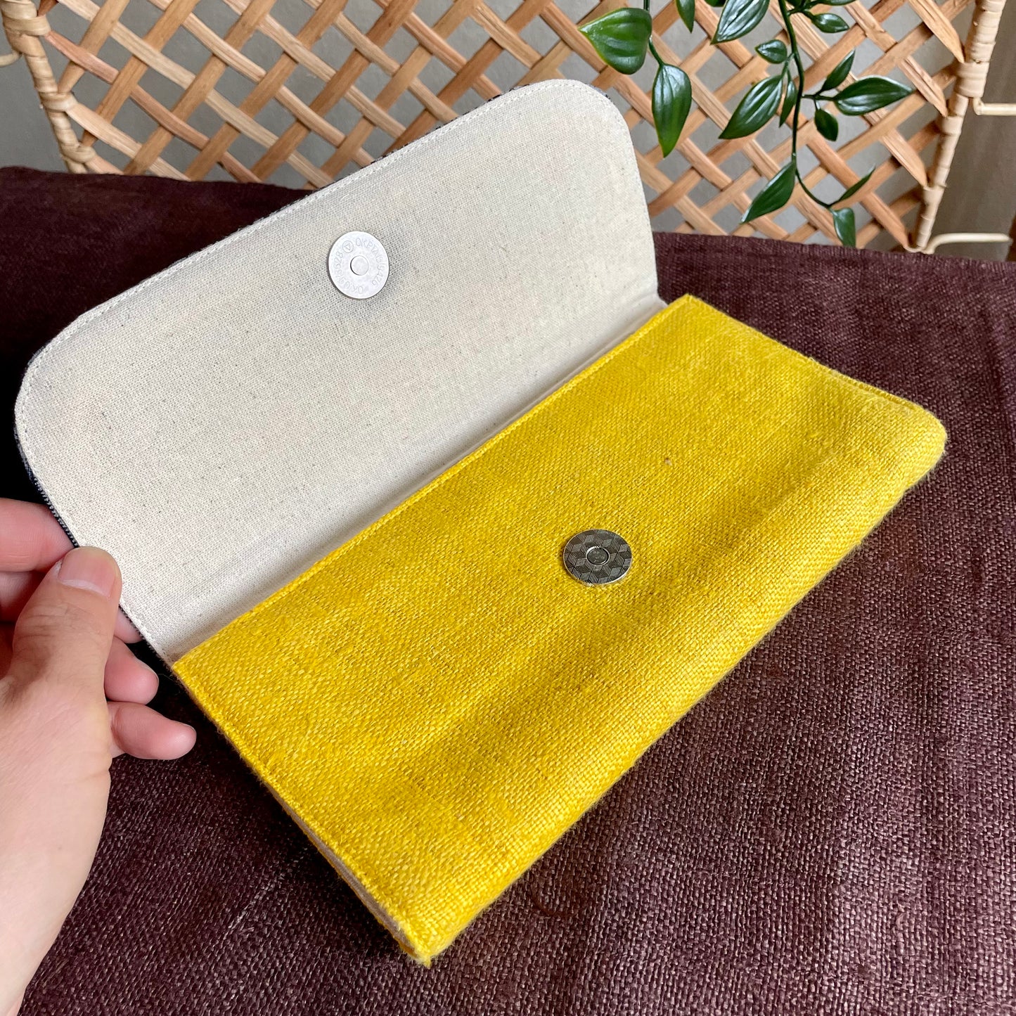 Square H’mong Batik – Yellow Hemp Long Purse