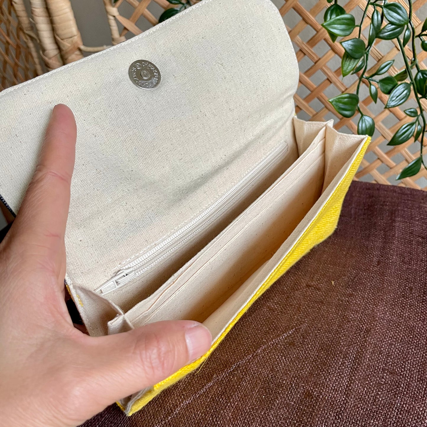 Diamond H’mong Batik – Yellow Hemp Long Purse