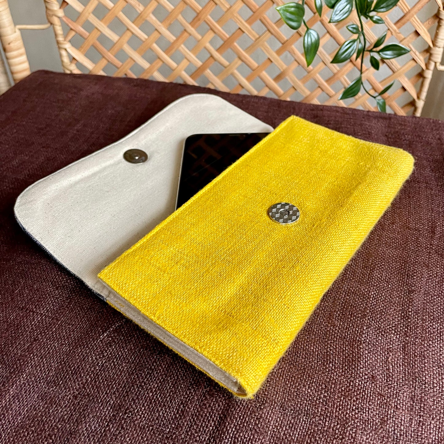 Square H’mong Batik – Yellow Hemp Long Purse