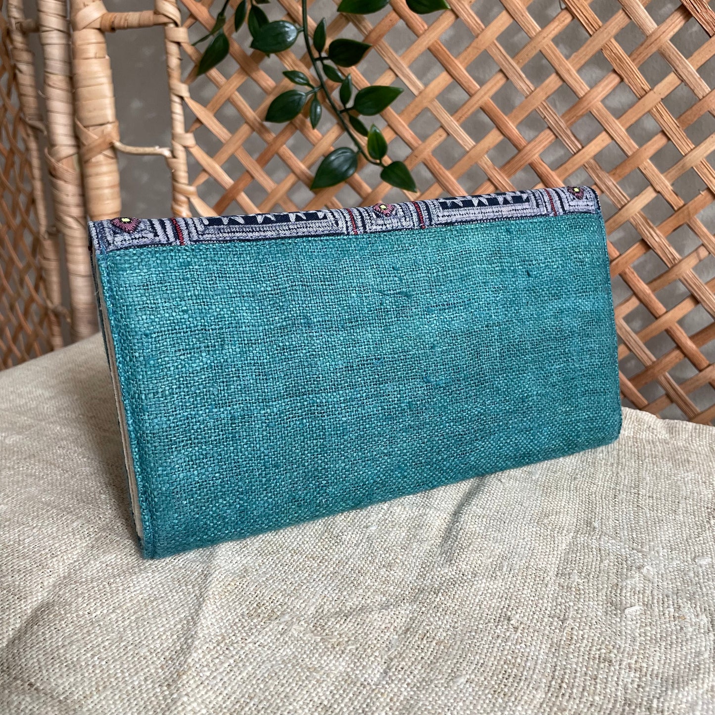 Square H’mong Motif – Skobeloff Hemp Long Purse