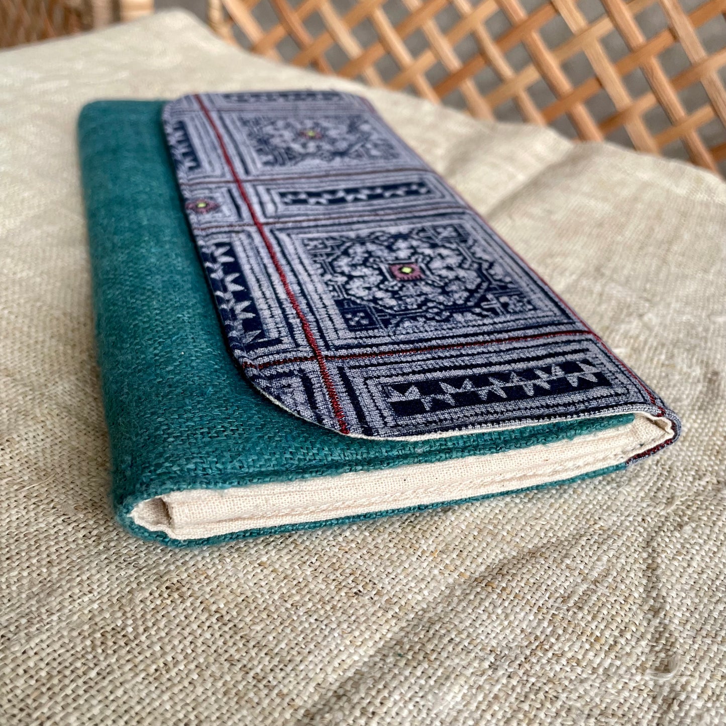 Square H’mong Motif – Skobeloff Hemp Long Purse