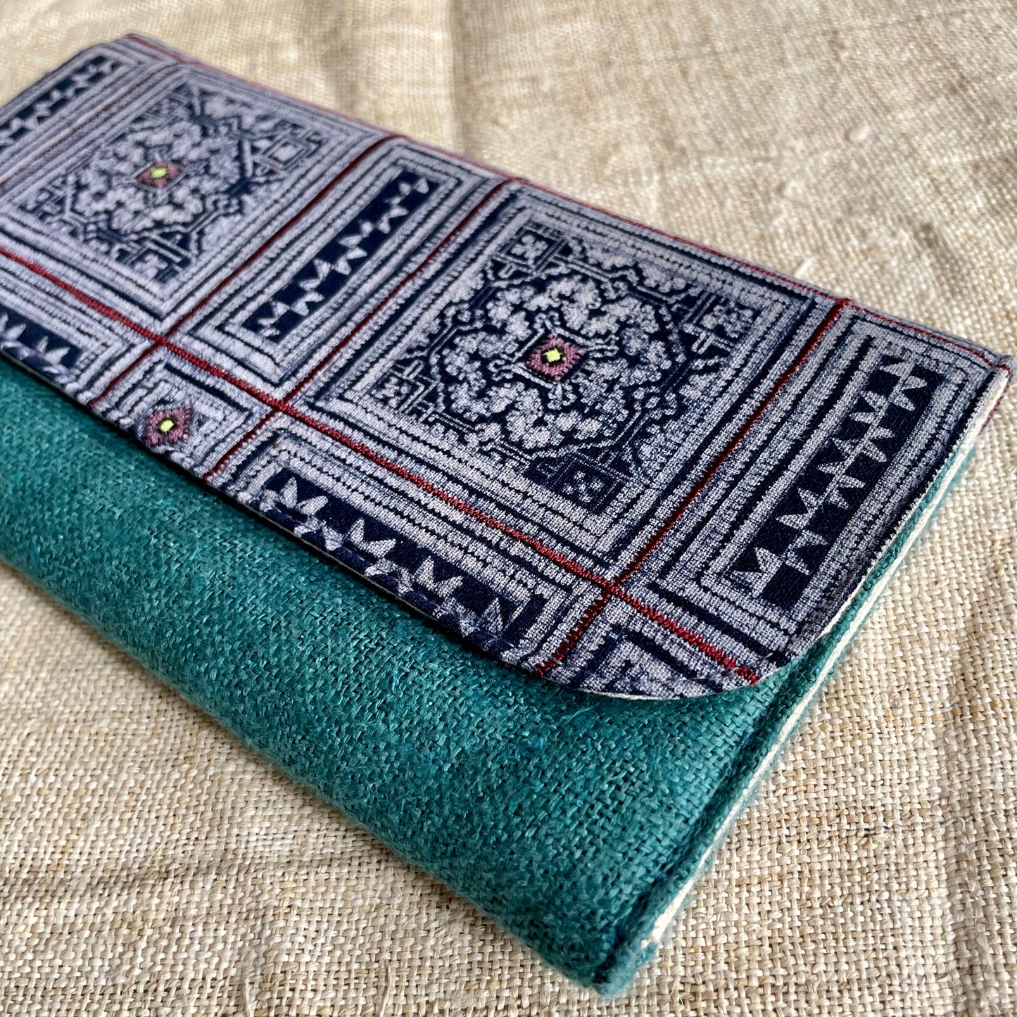 Square H’mong Motif – Skobeloff Hemp Long Purse