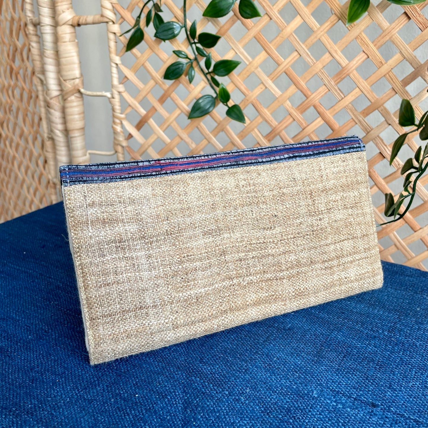 Indigo Cross Pattern H’mong – Boho Hemp Long Purse