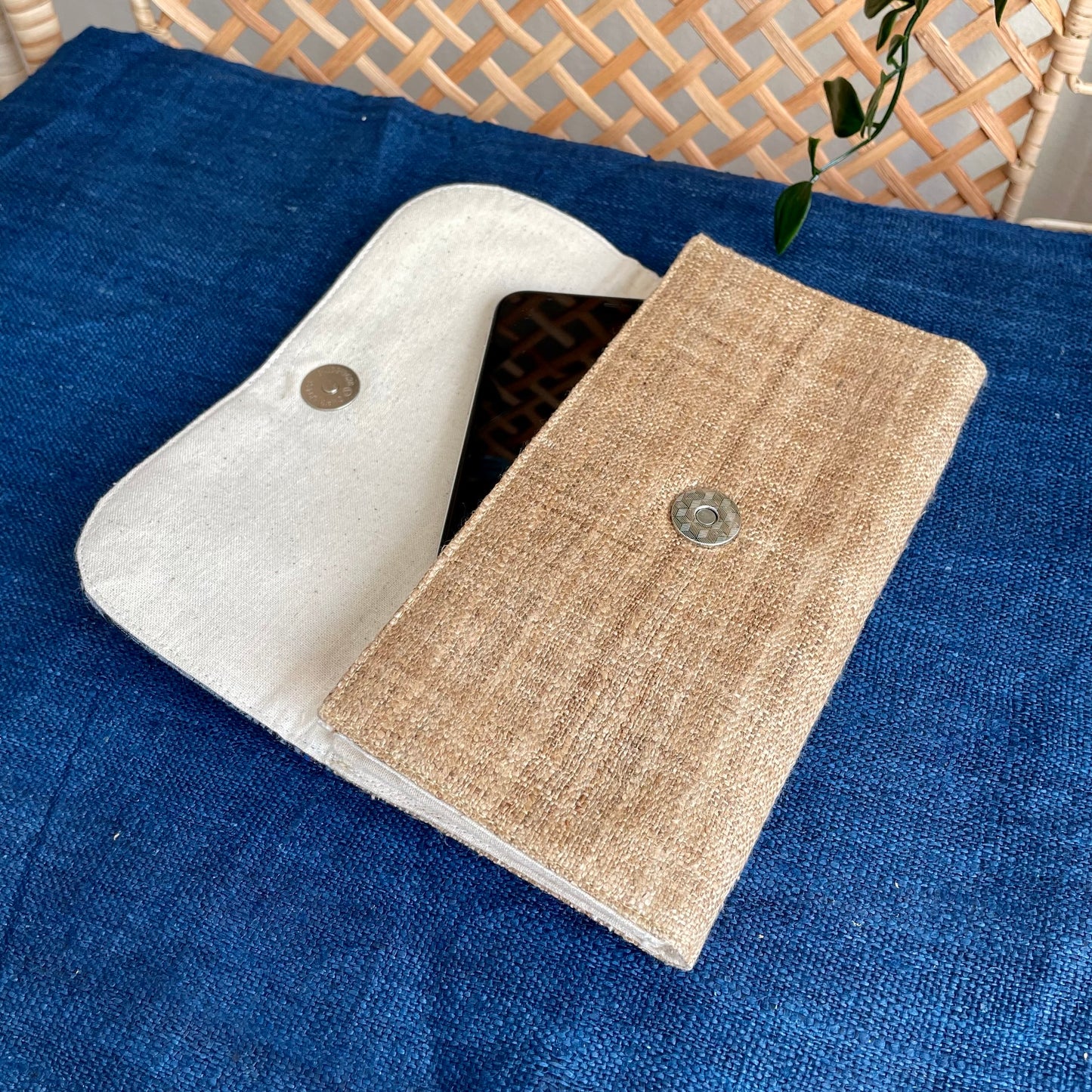 Indigo Cross Pattern H’mong – Boho Hemp Long Purse