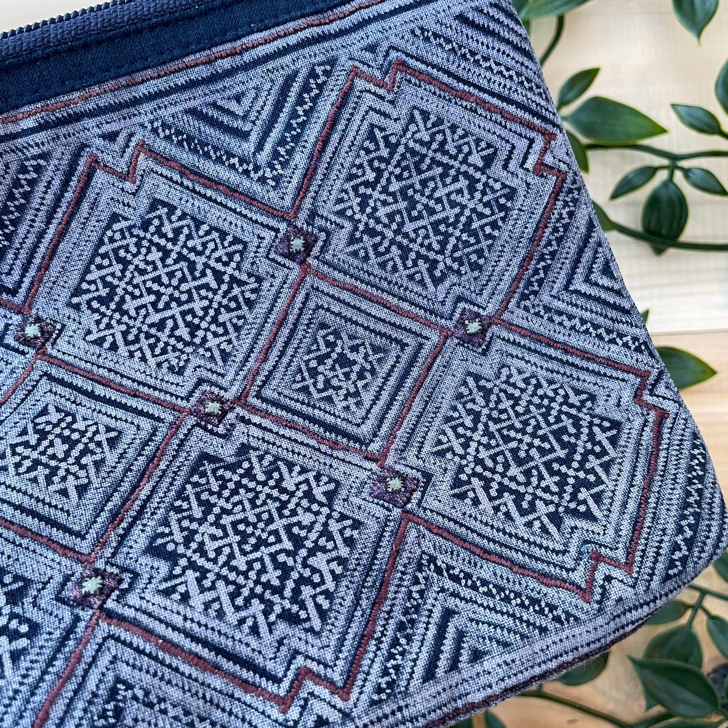 Diamond Indigo H’mong – Embroidery Hemp Pouch Bag
