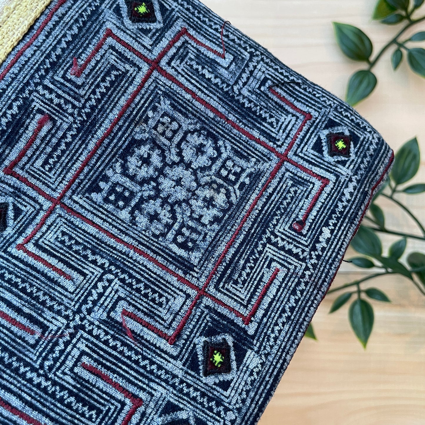 Maze Indigo – H’mong Handmade Hemp Pouch Bag