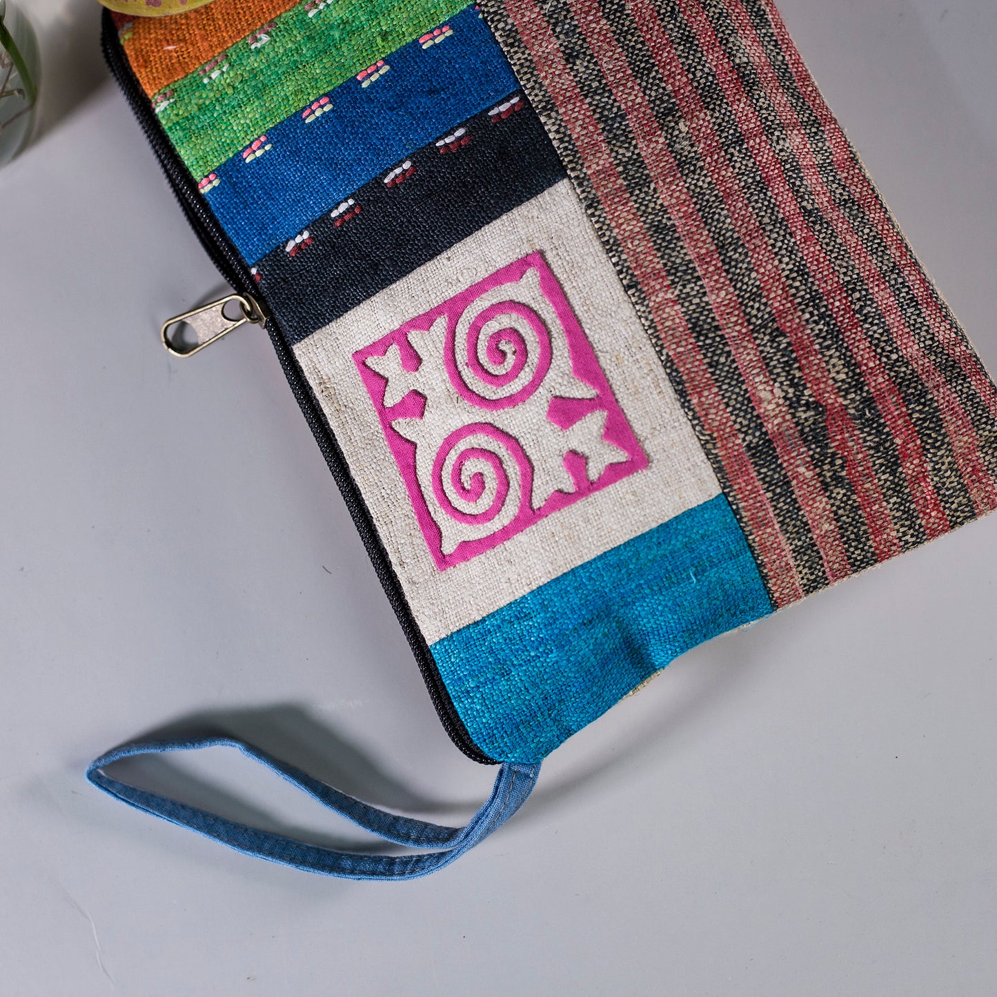 Pink Spiral H’mong – Multicolor Hemp Cosmetic Bag