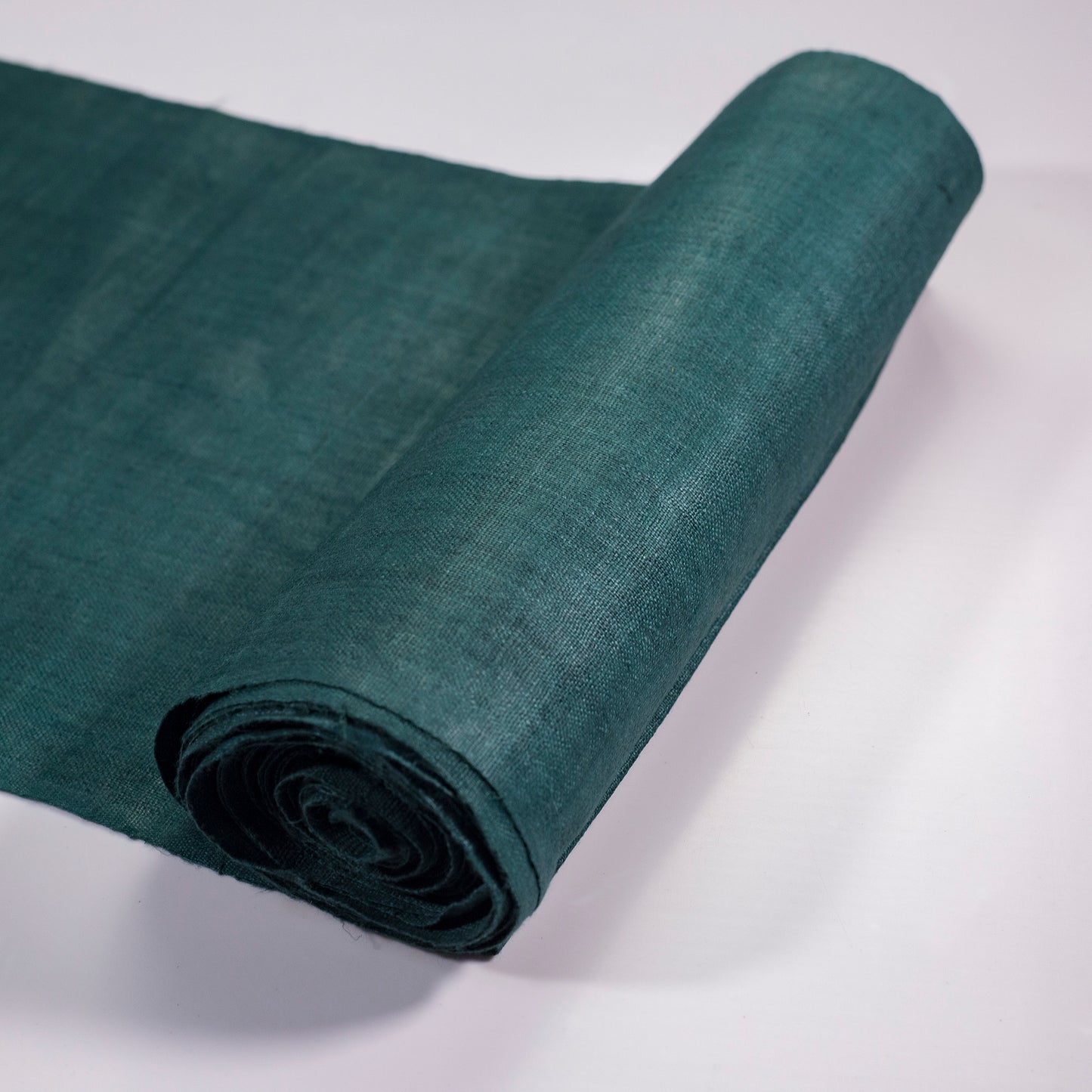Raw hemp fabric, natural color in dark green