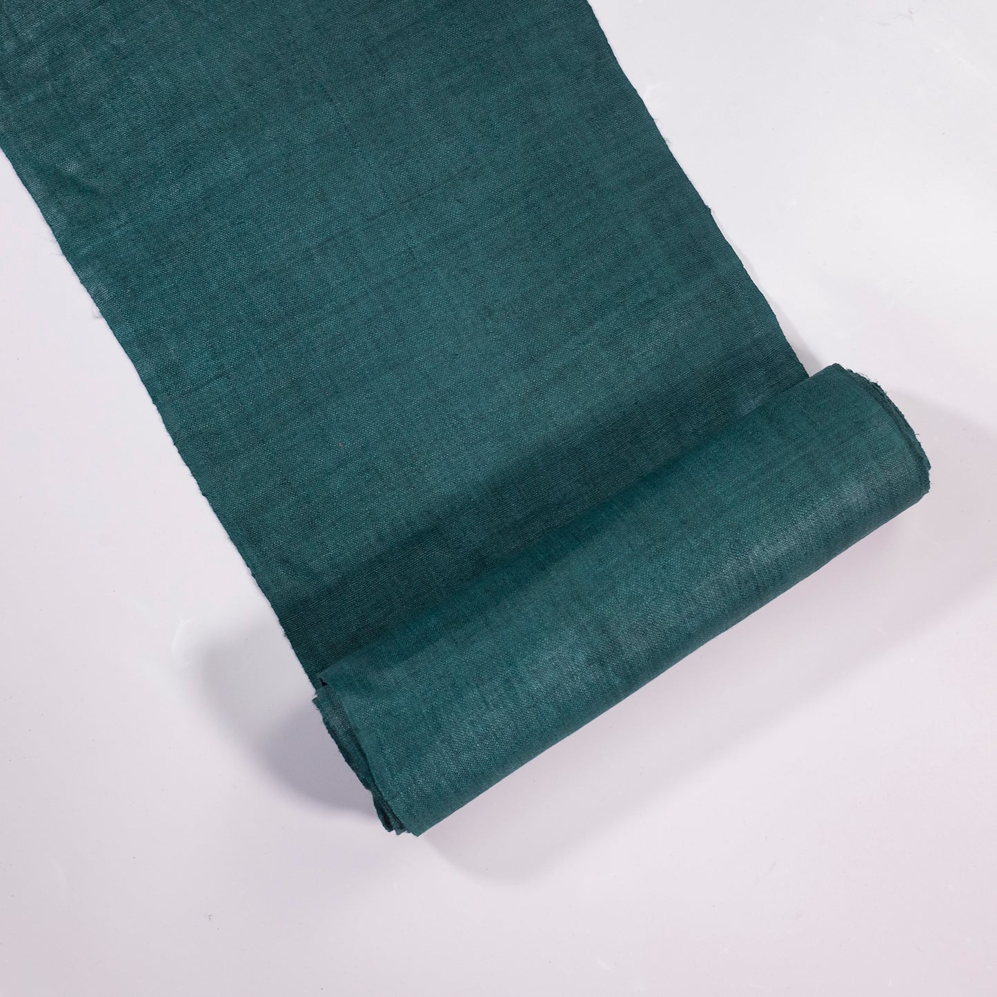 Raw hemp fabric, natural color in dark green