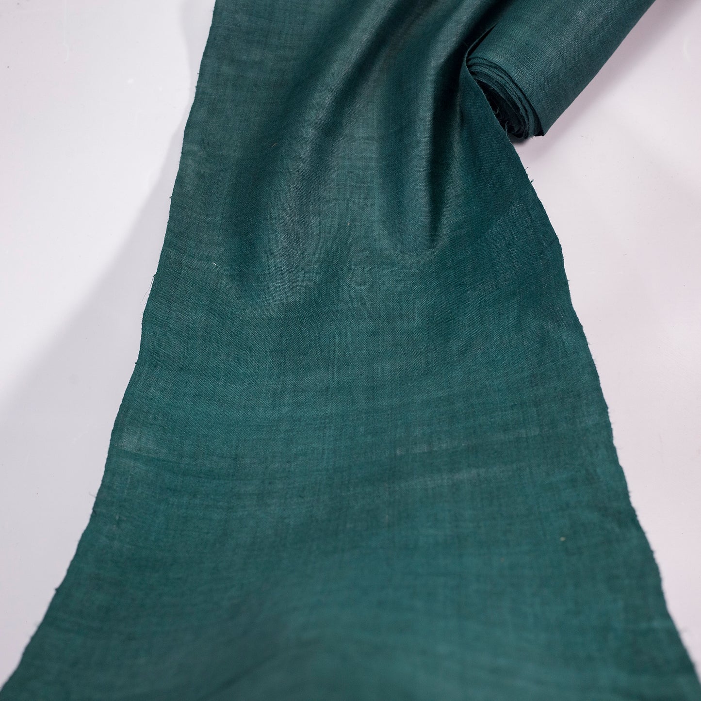 Raw hemp fabric, natural color in dark green