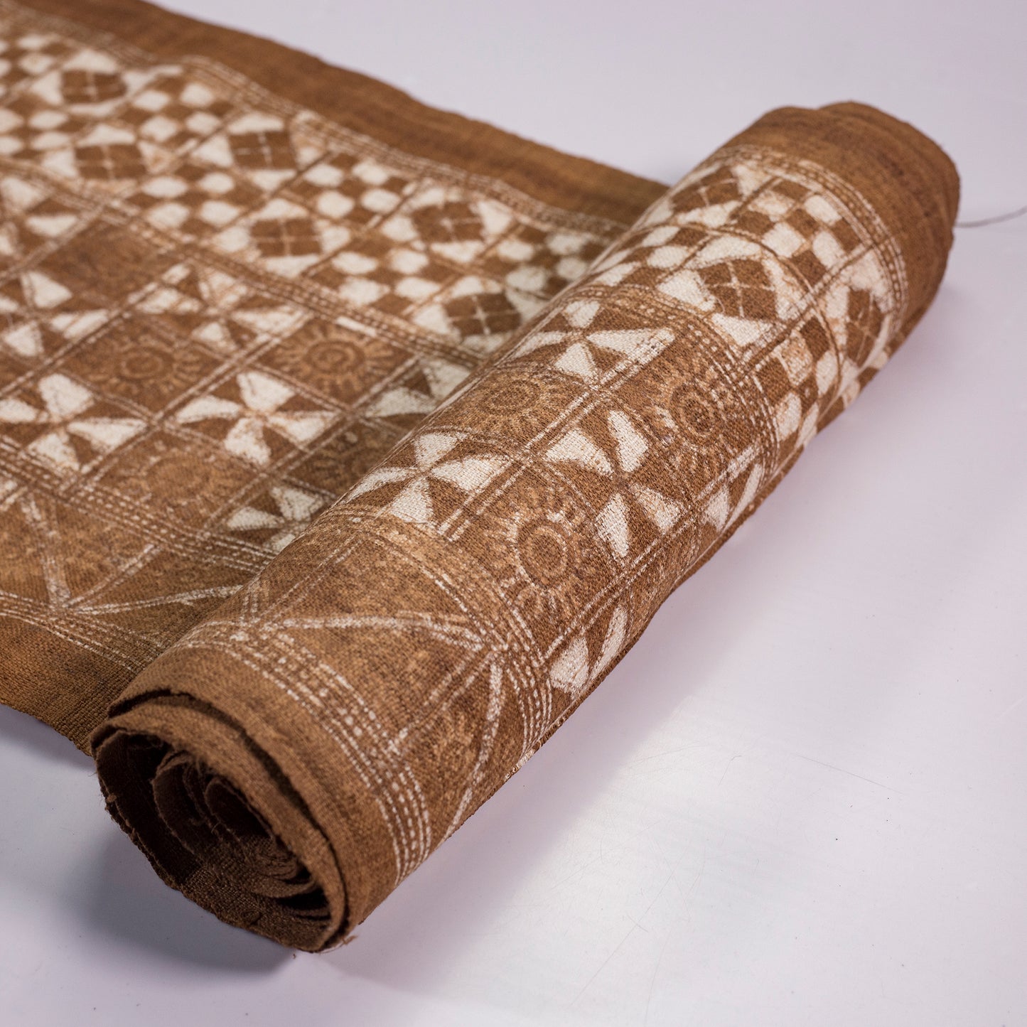 Brown Floral Batik – H’mong Handwoven Hemp Fabric