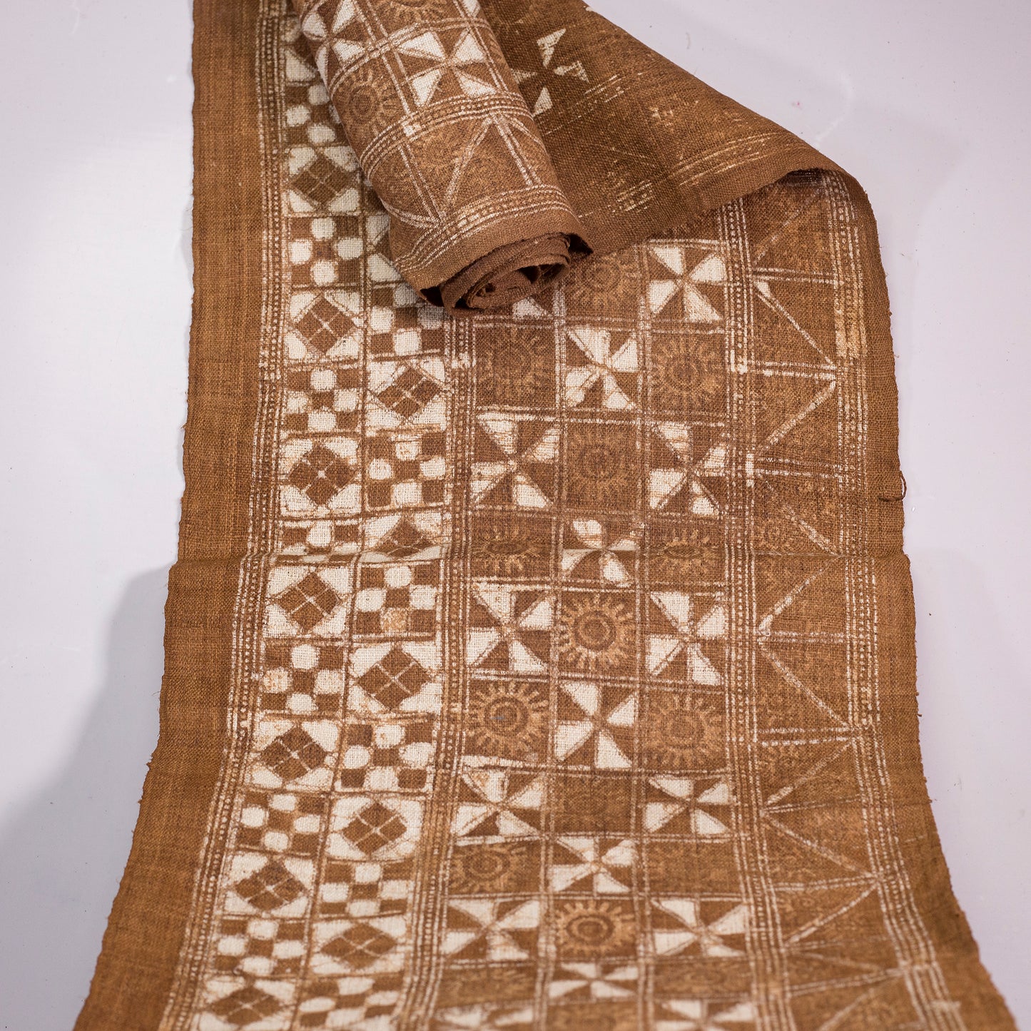 Brown Floral Batik – H’mong Handwoven Hemp Fabric