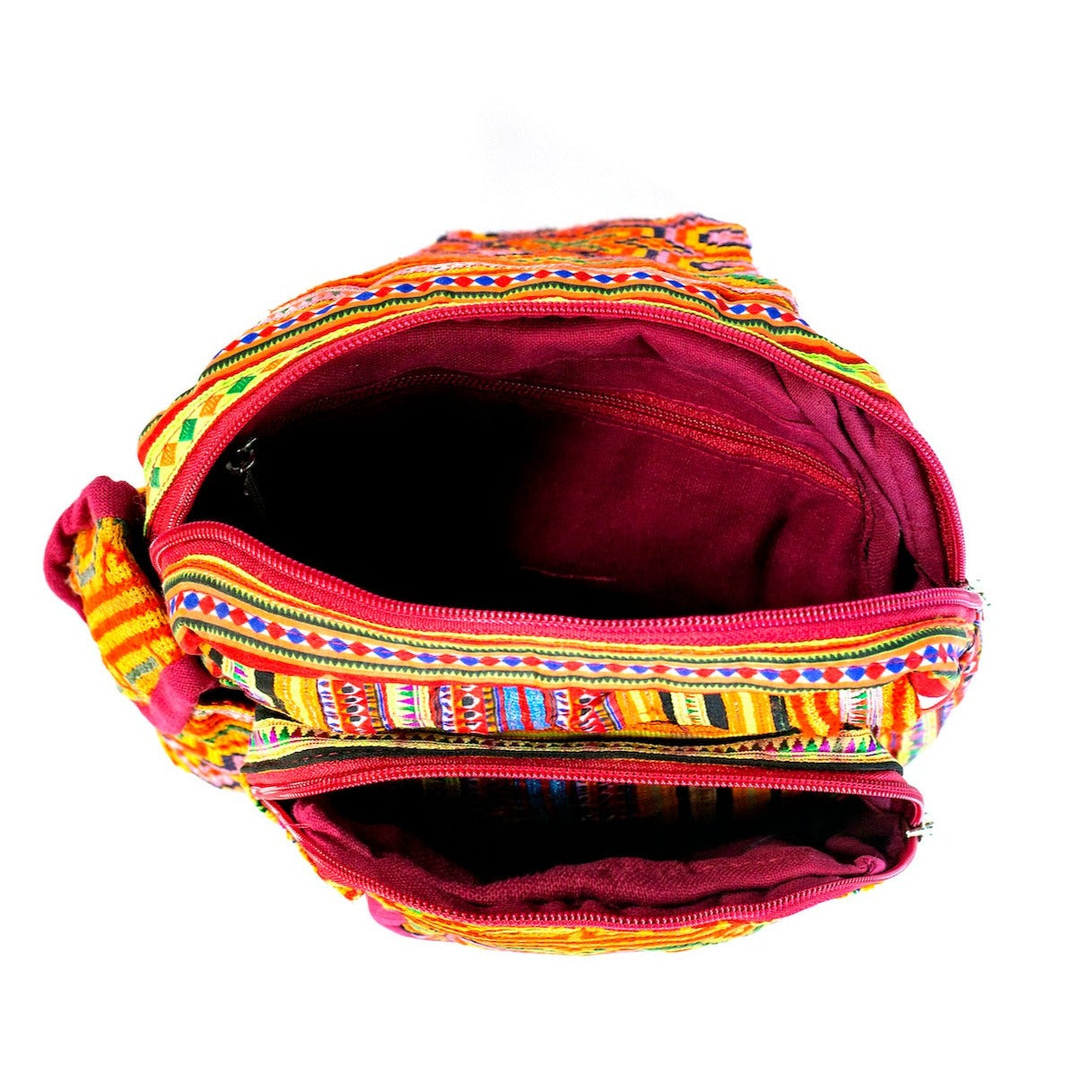Red Starburst H’Mong – Boho Hemp Sling Bag