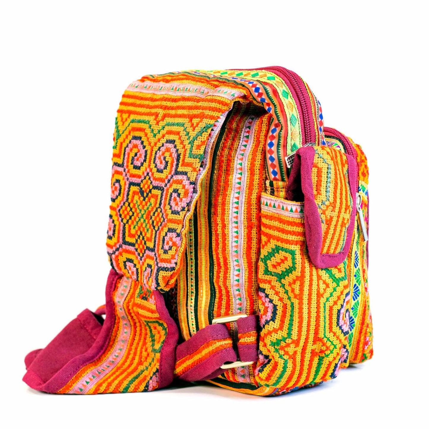 Red Starburst H’Mong – Boho Hemp Sling Bag