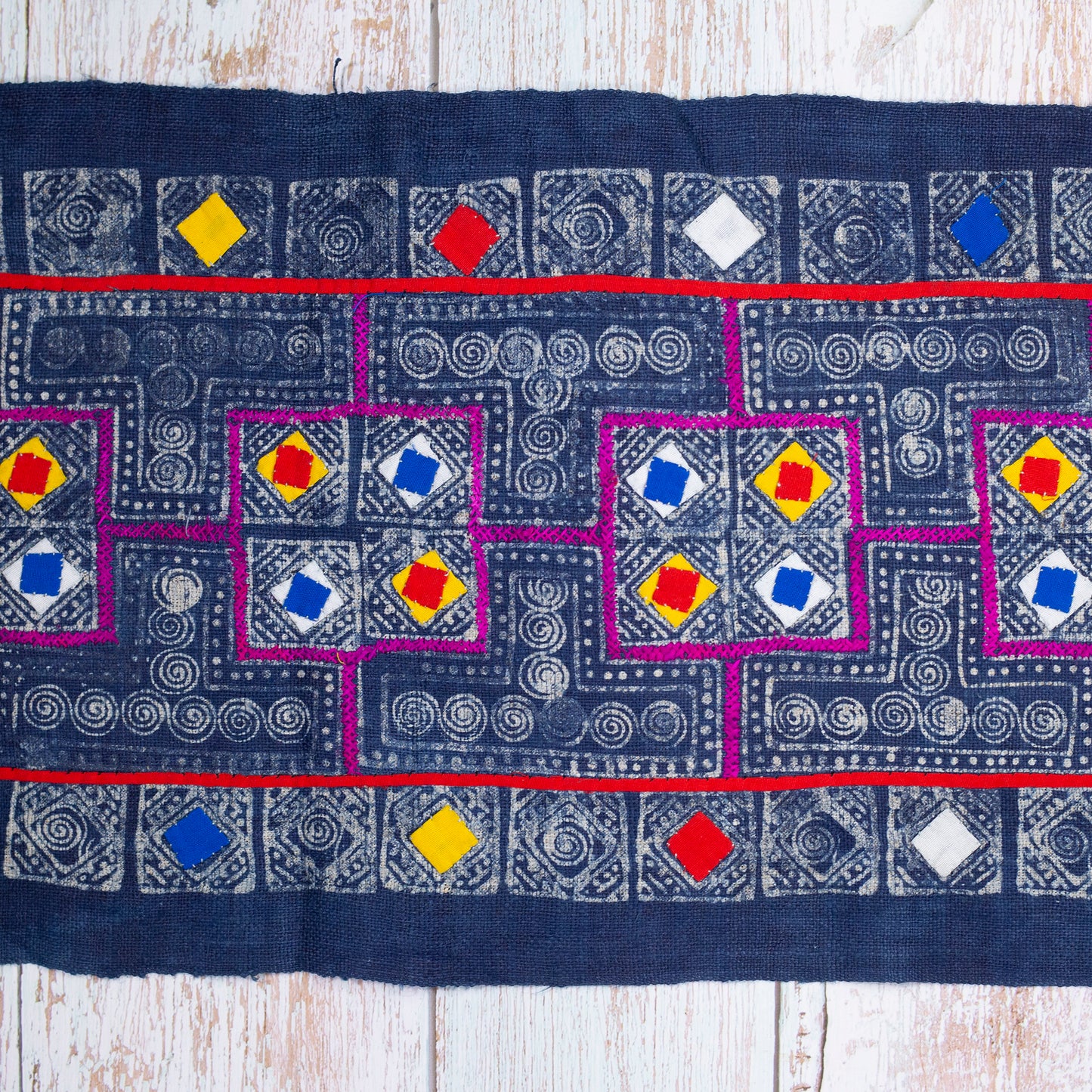 Colorful Diamond H’mong – Indigo Hemp Textile