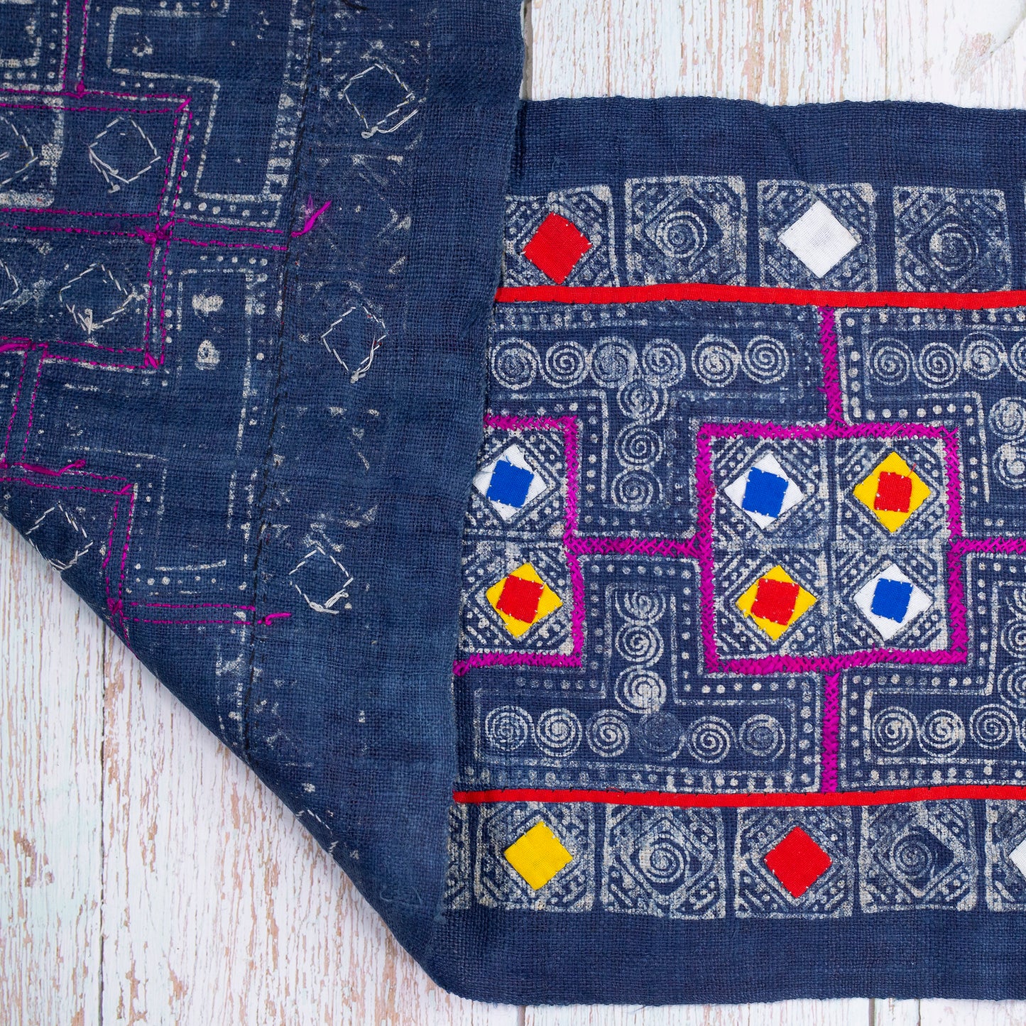 Colorful Diamond H’mong – Indigo Hemp Textile