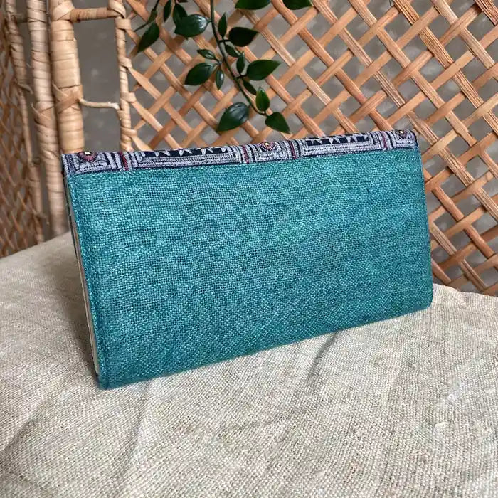 Square H’mong Motif – Skobeloff Hemp Long Purse