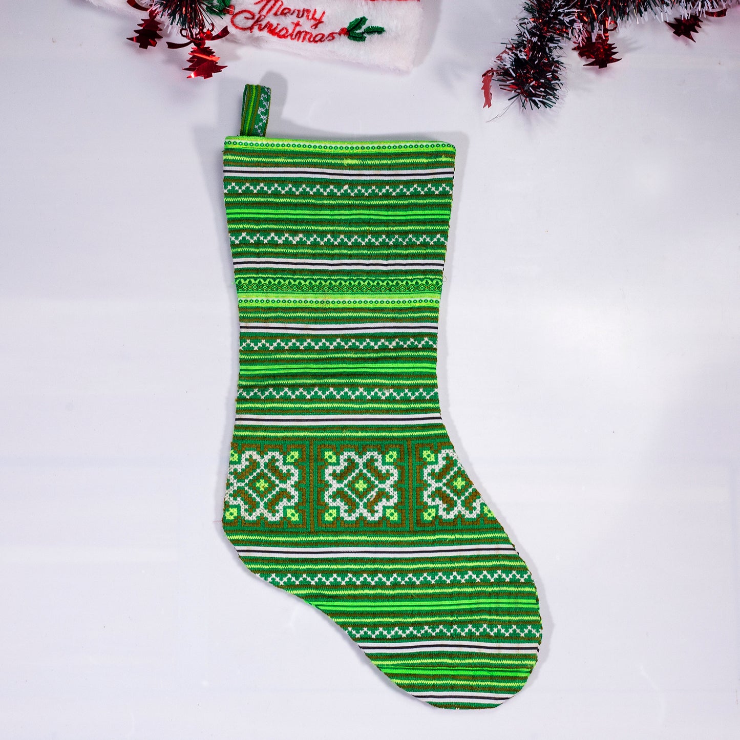 Christmas Stockings - Green embroidery