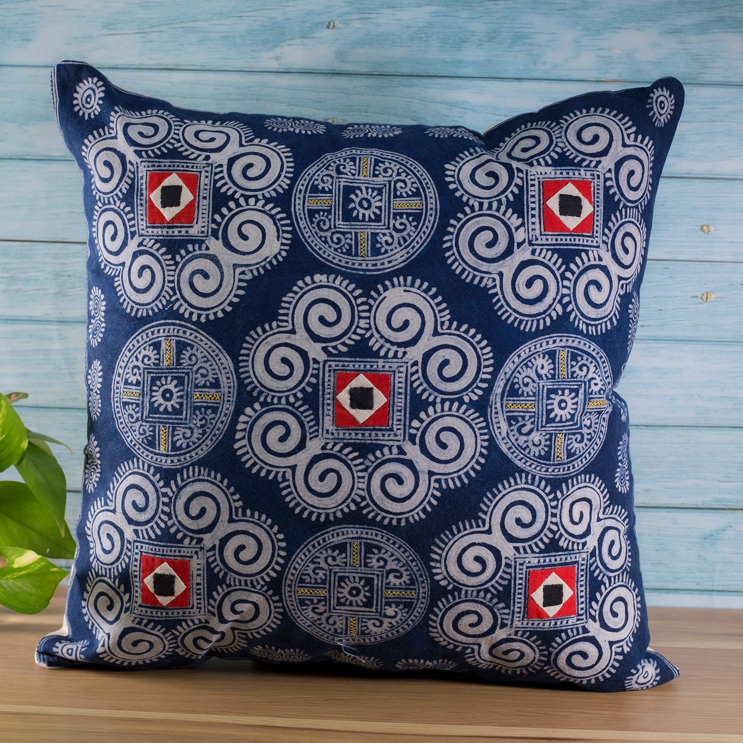 Spiral Grid H’mong – Handwoven Hemp Cushion Cover