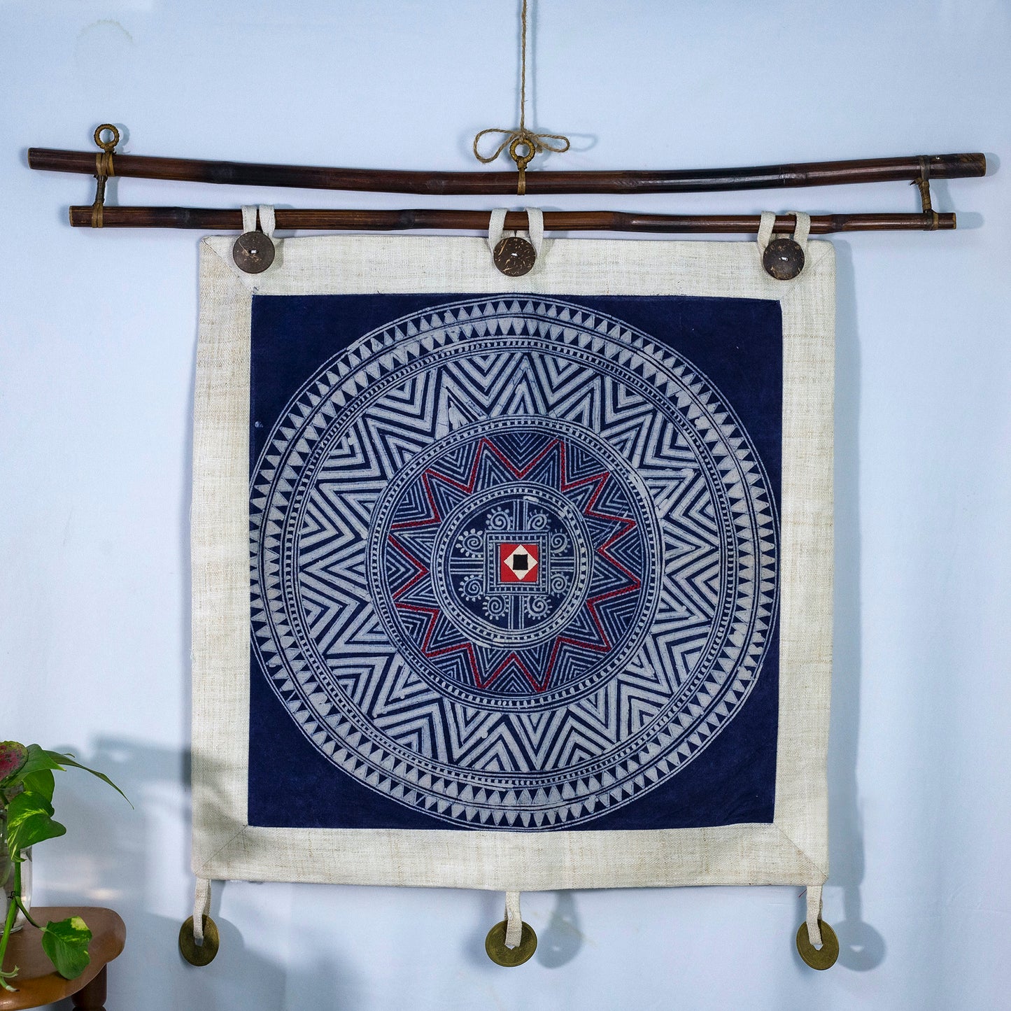 Geometric Circle – H’mong Hemp Wall Tapestry
