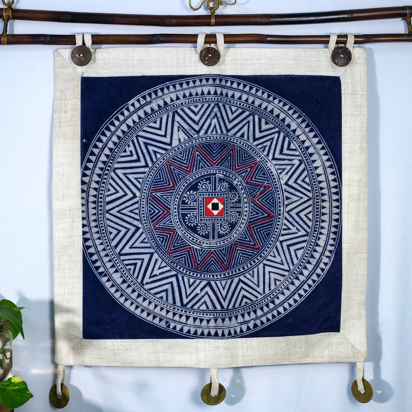 Geometric Circle – H’mong Hemp Wall Tapestry