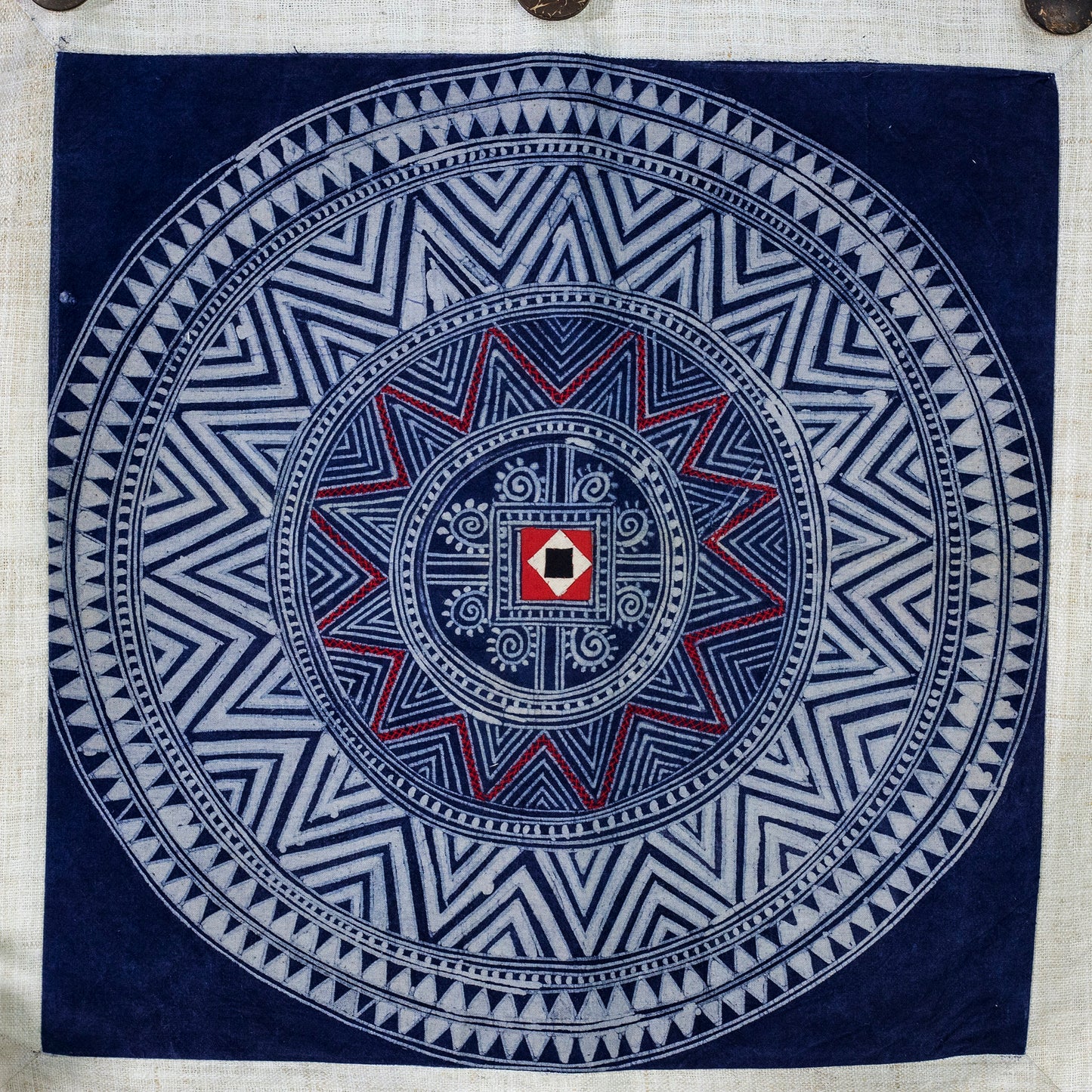 Geometric Circle – H’mong Hemp Wall Tapestry