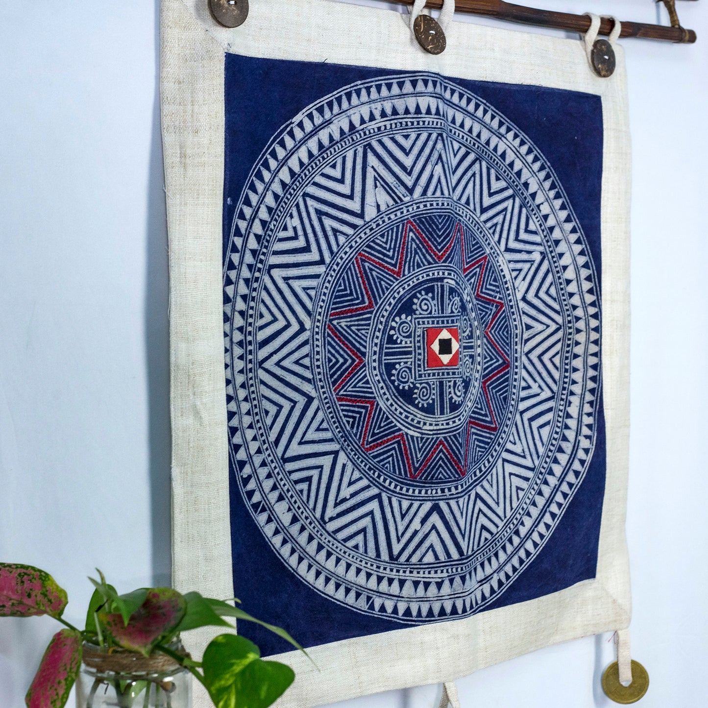 Geometric Circle – H’mong Hemp Wall Tapestry