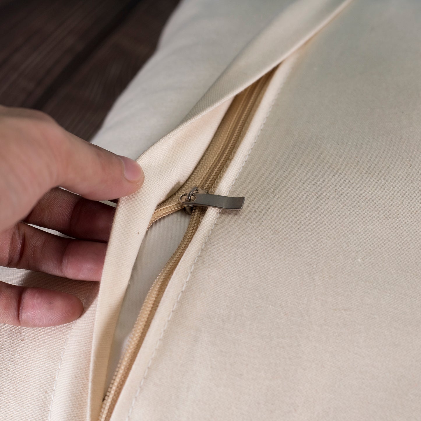 Brown Batik Cushion Cover - H'mong pattern, hand-stitches