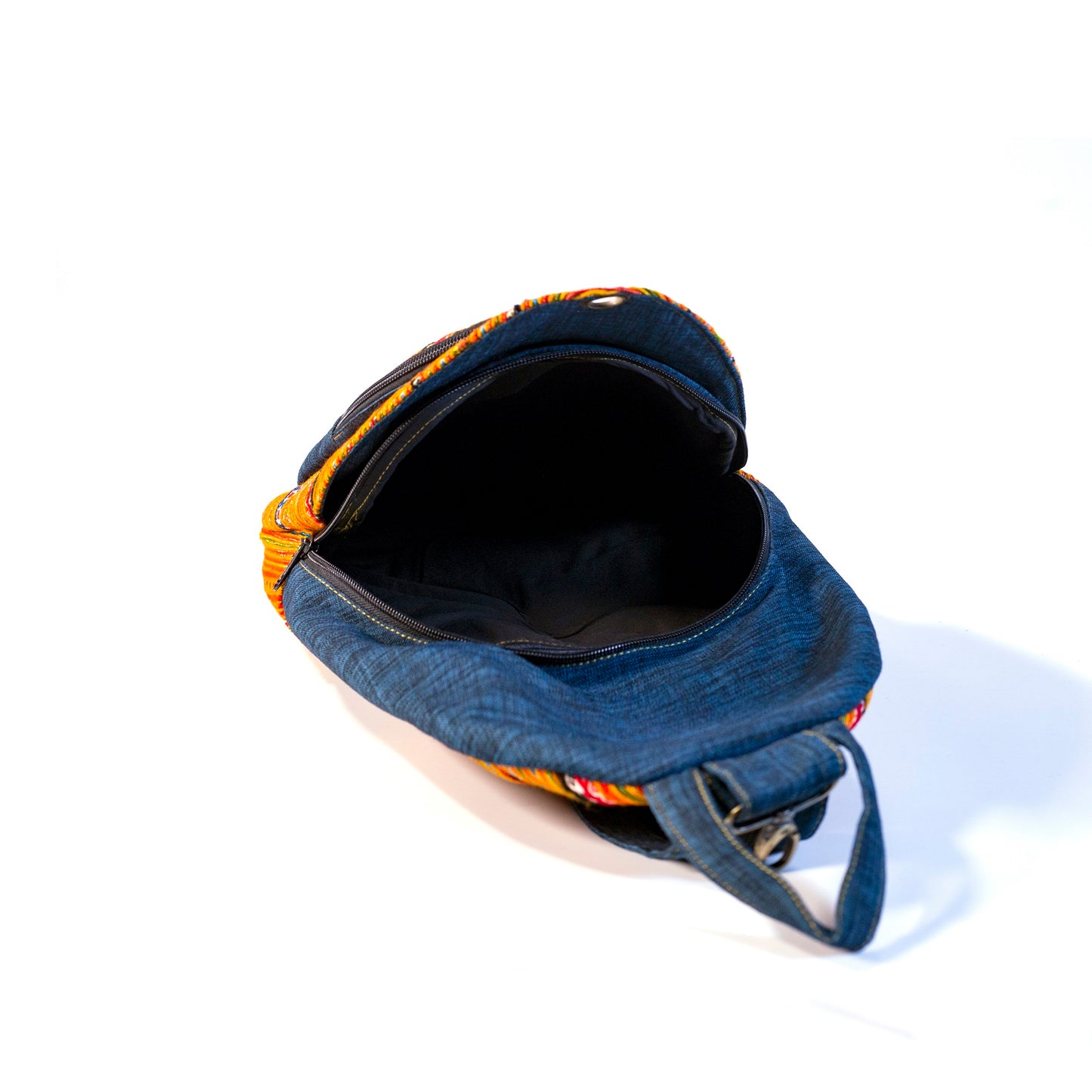 Orange Tribal H’mong – Handwoven Hemp Backpack