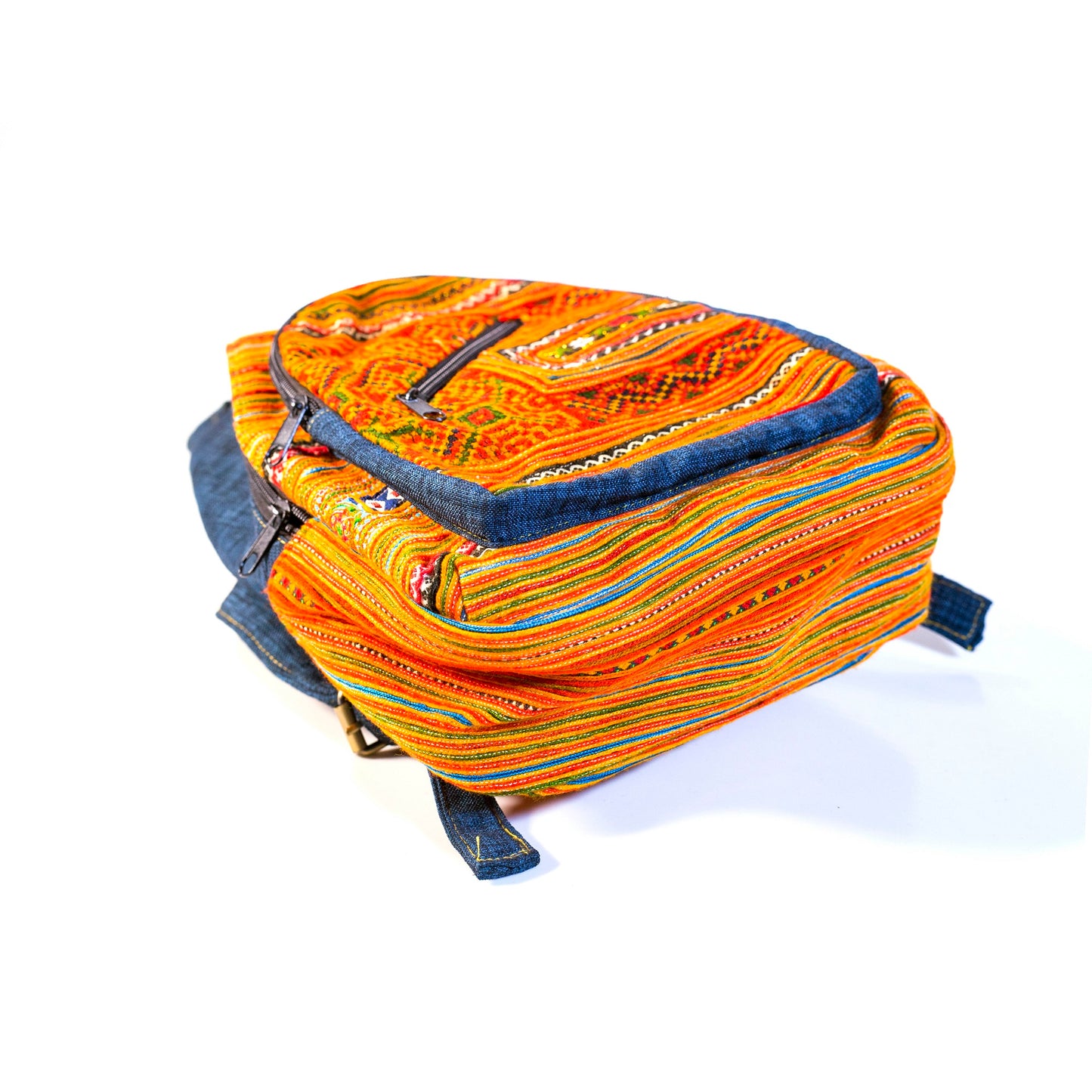 Orange Tribal H’mong – Handwoven Hemp Backpack