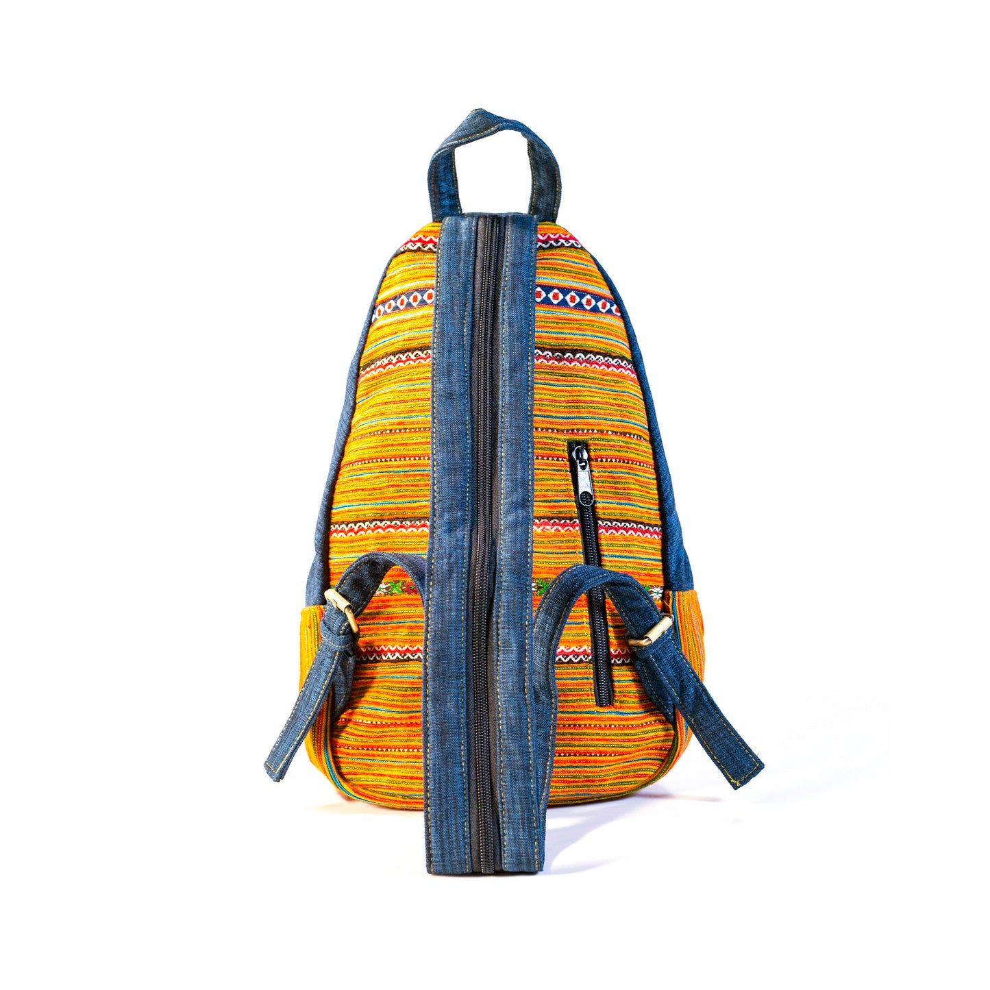 Orange Tribal H’mong – Handwoven Hemp Backpack