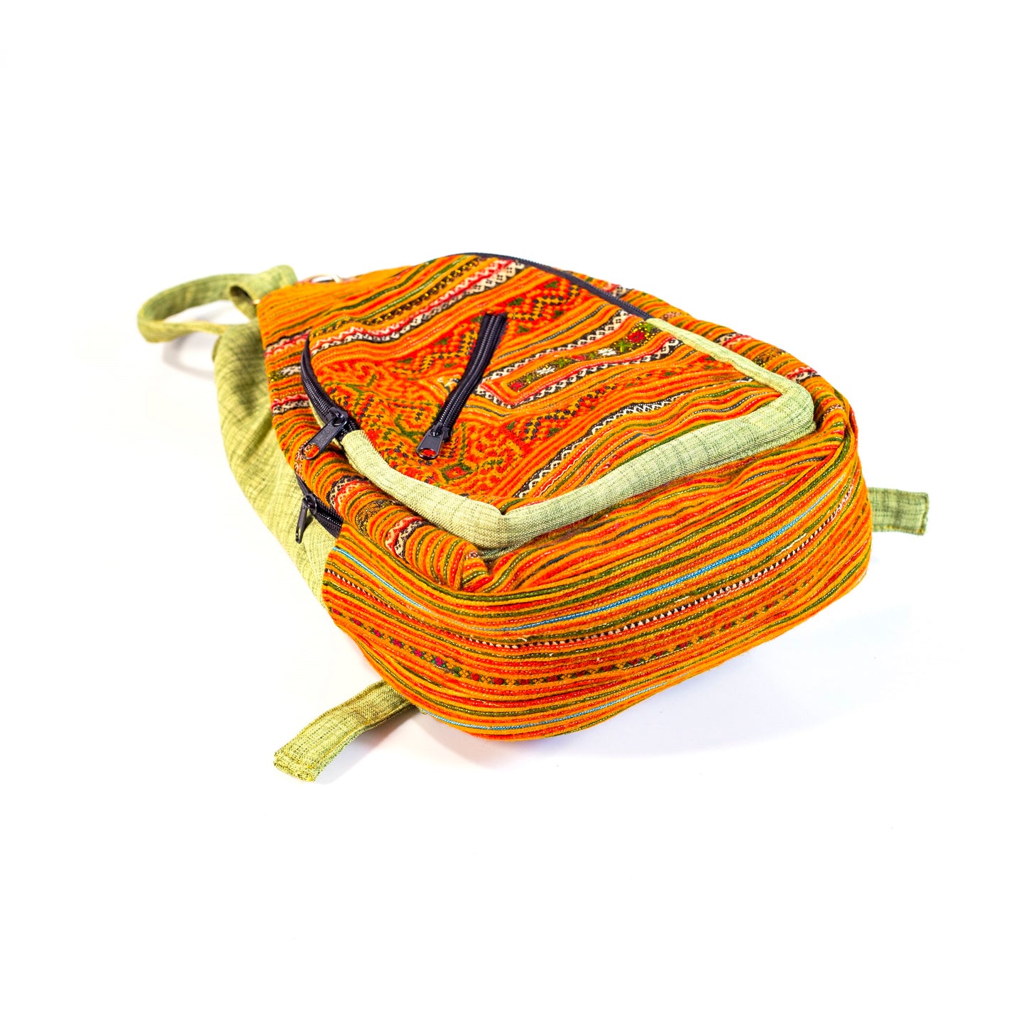 Green Trim Red H’mong – Artisan Hemp Backpack