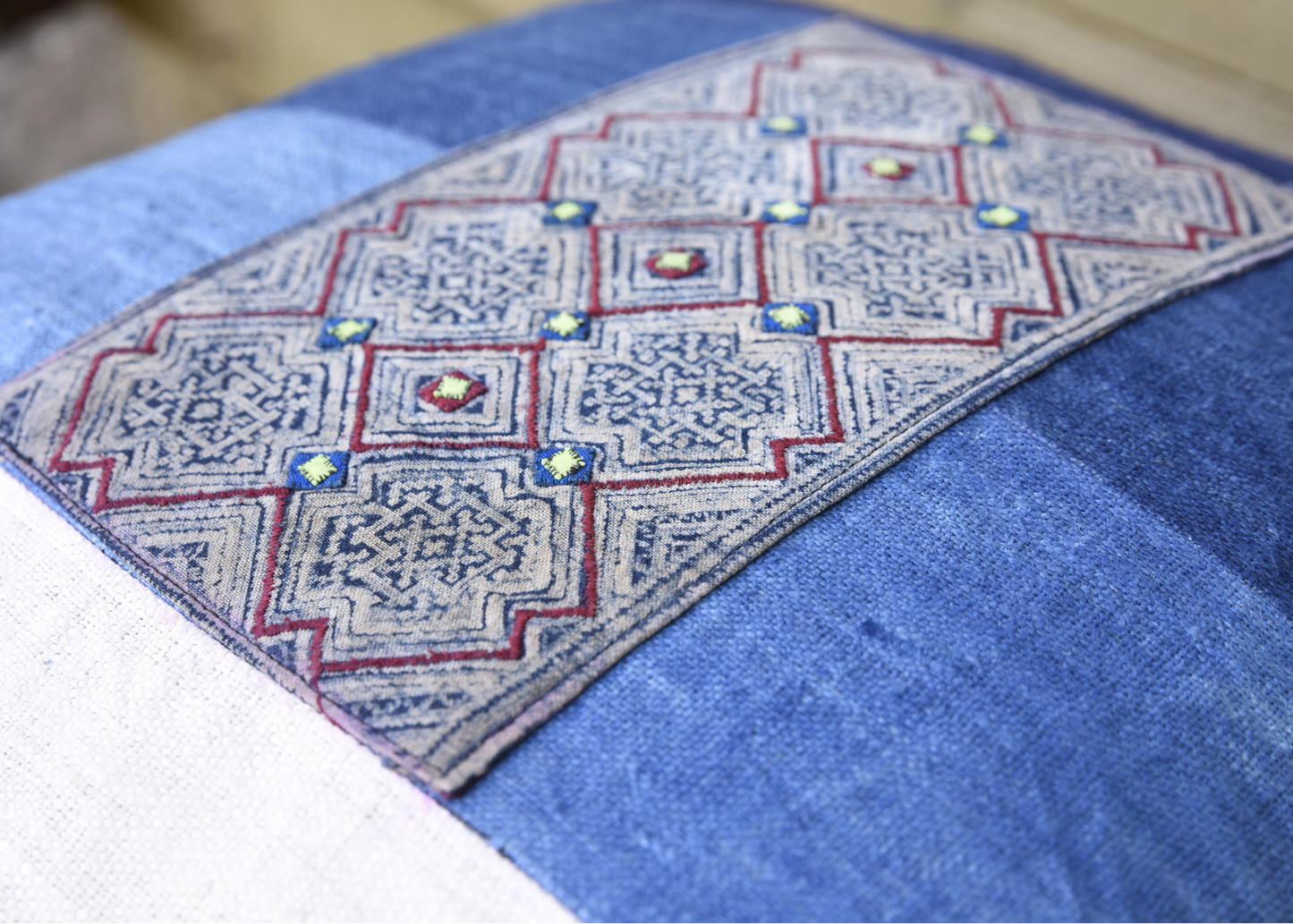Patchwork Indigo H'mong – Hemp Cushion Cover