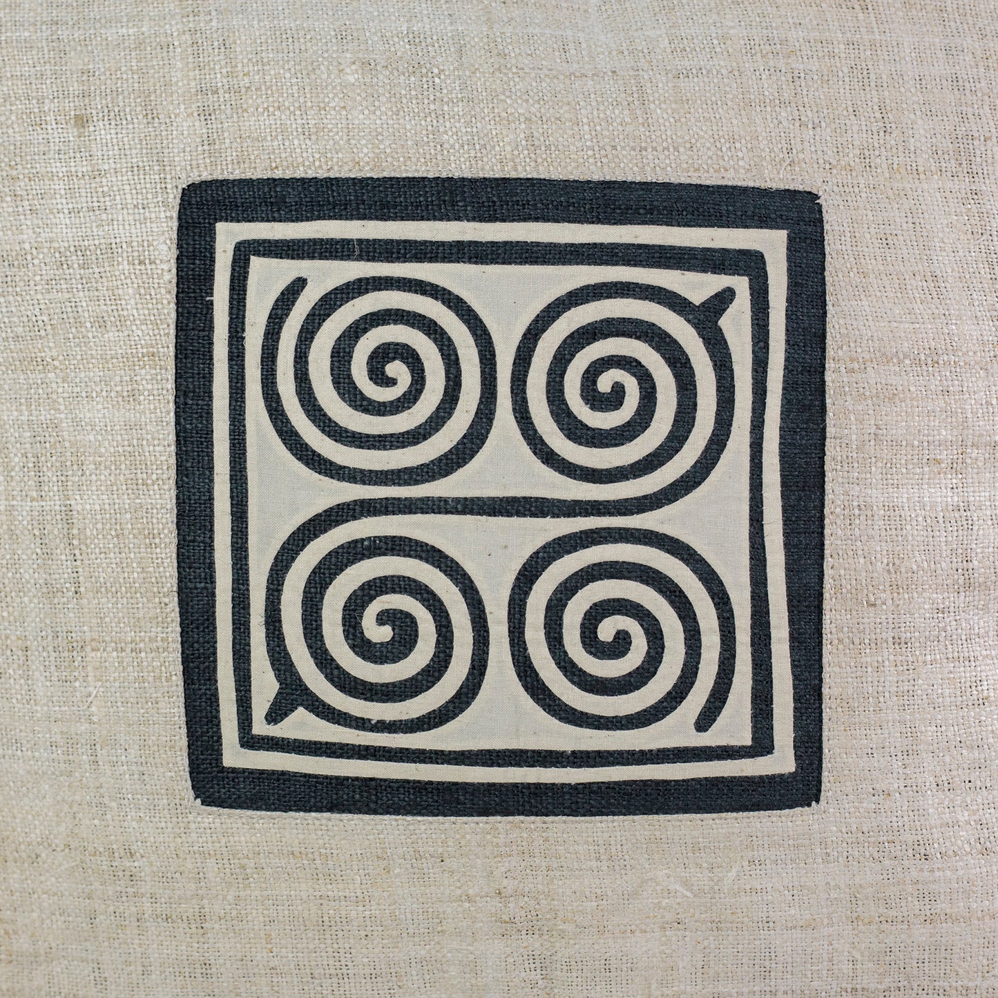 Four Spiral H’mong – Hemp Cushion Cover