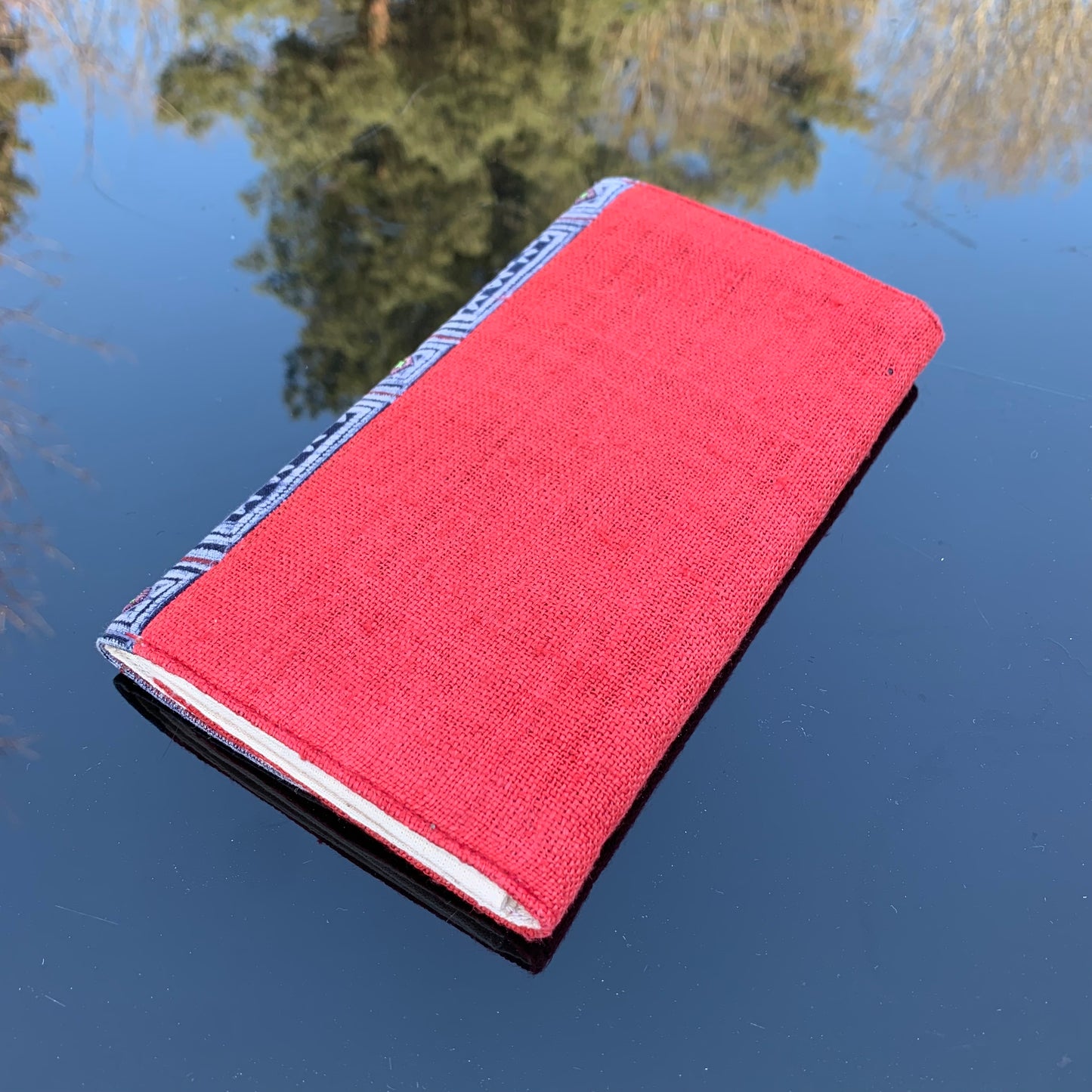 Square Indigo H’mong – Red Hemp Long Purse