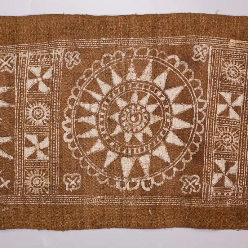 Vindigo brown fabric roll with mandala tribal pattern, flat view