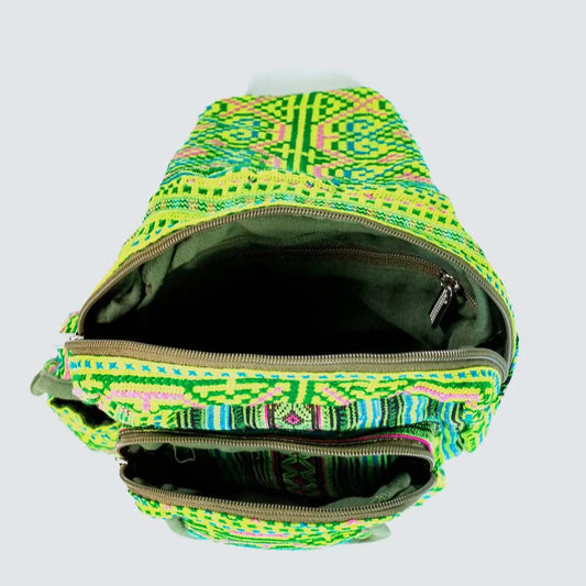 Vindigo crossbody light green linen geometric tribal top opening