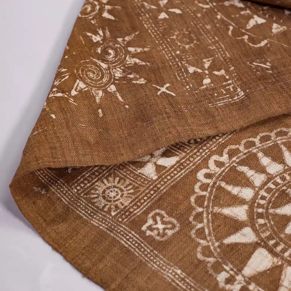 Vindigo brown fabric roll mandala tribal folded view