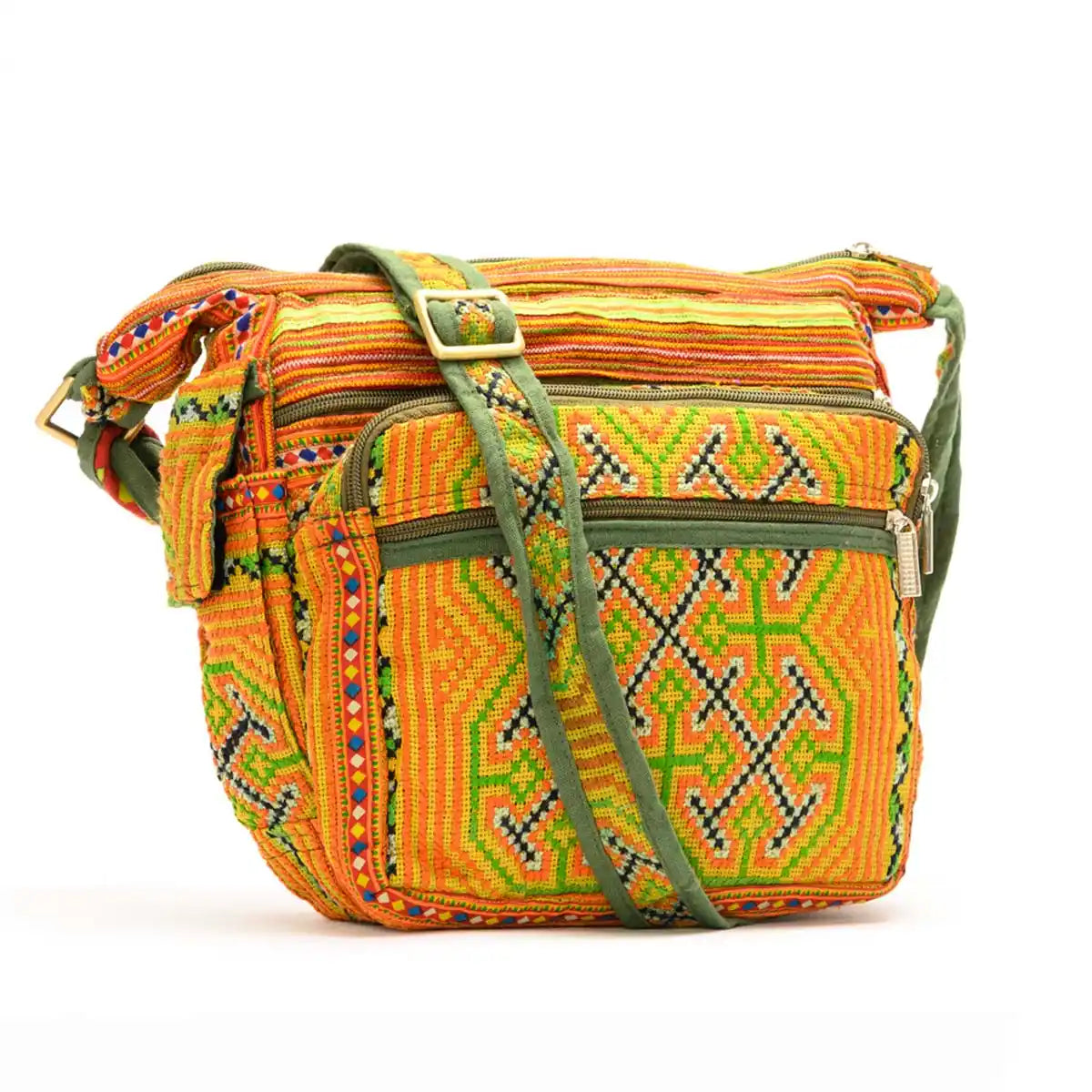 Vindigo crossbody bag orange linen embroidered back view