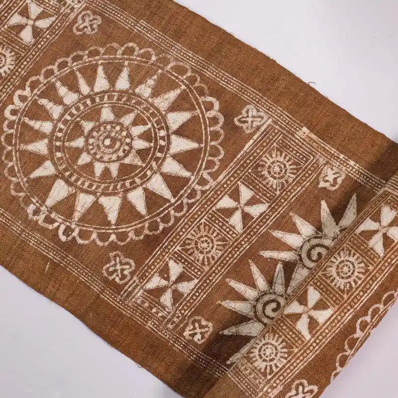 Vindigo brown fabric roll tribal floral pattern top-down view