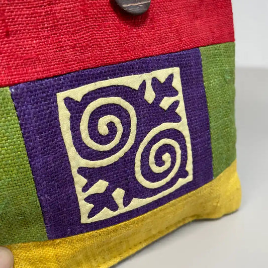 White pattern on purple patch- Hemp crossbody bag