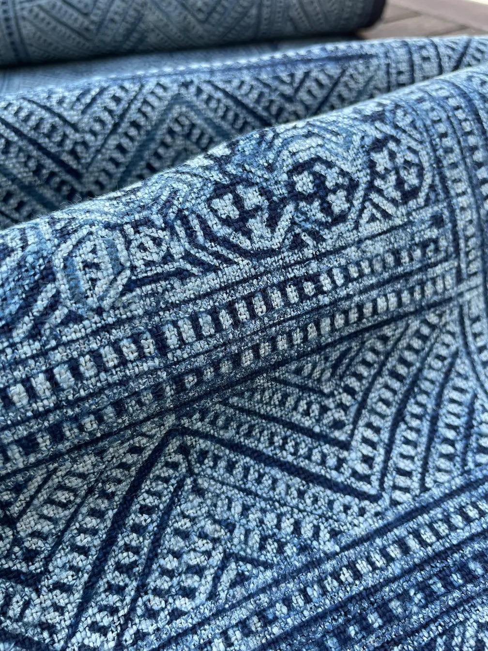Traditional H'mong pattern, handwoven hemp, batik indigo
