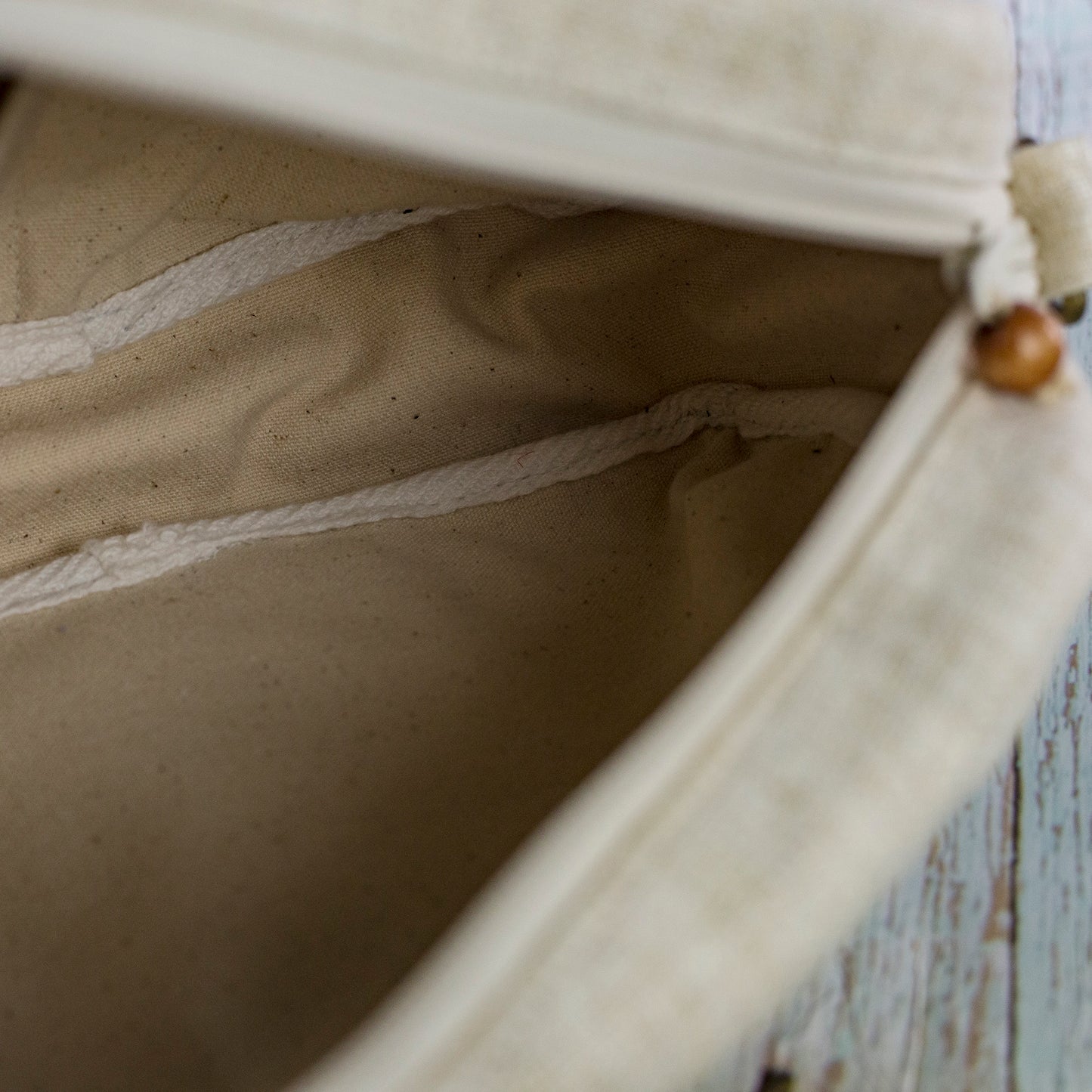 Natural white Hemp and authentic batik cosmetics bag