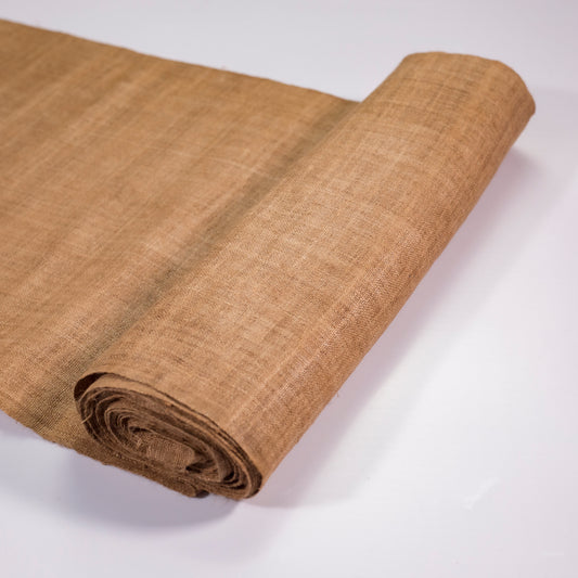 Raw hemp fabric, natural color in LIGHT SEPIA BROWN